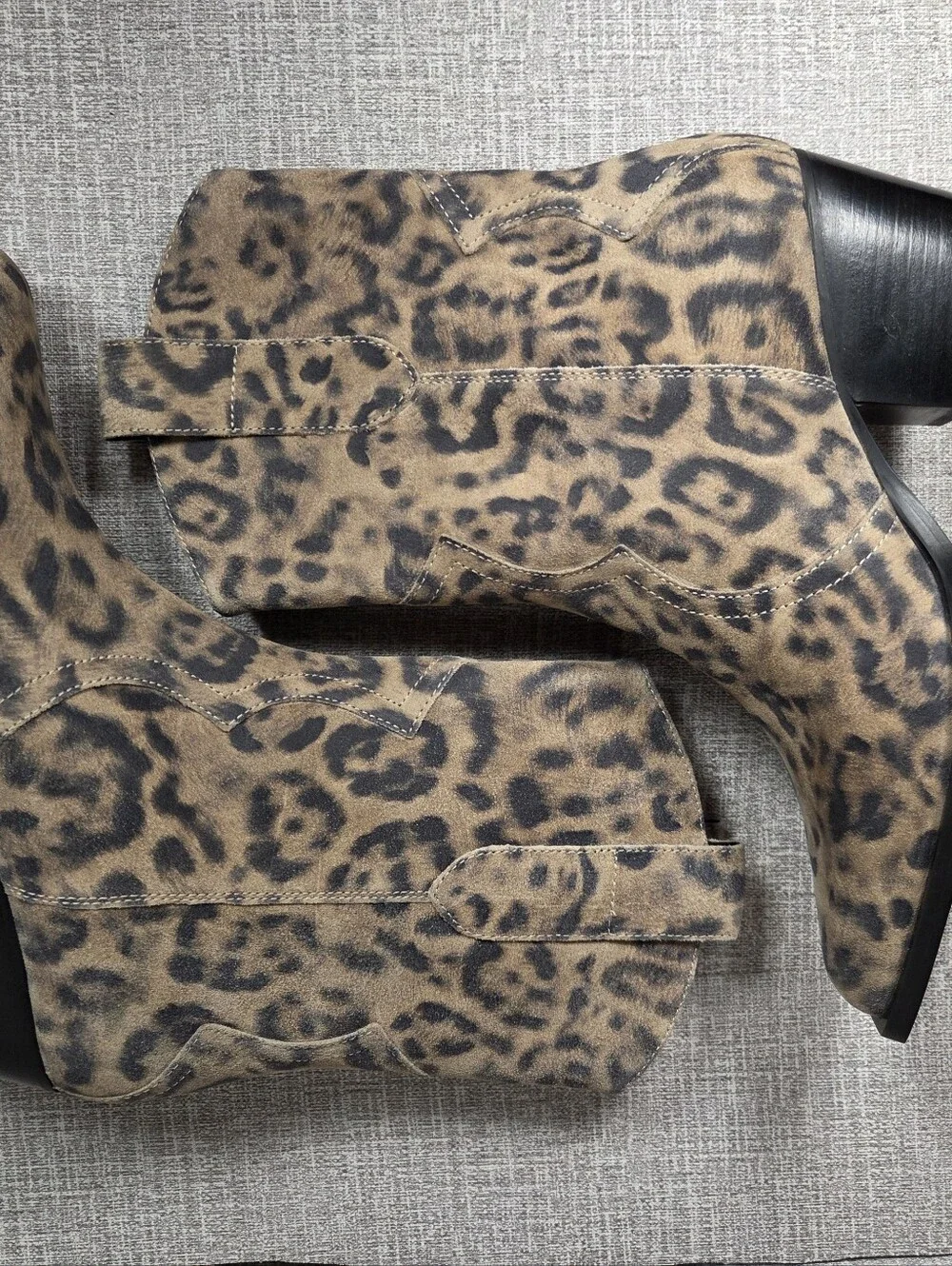 Free People NEW Cat Nap Cowboy Suede Animal Print Ankle Boots Women's 8 $188
